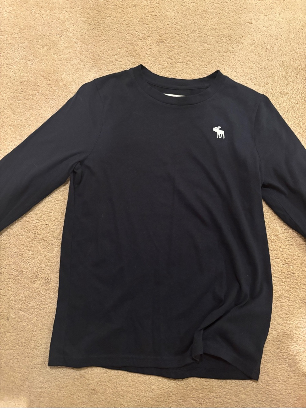 abercrombie kids Navy Long-Sleeve Tee with White Moose Logo